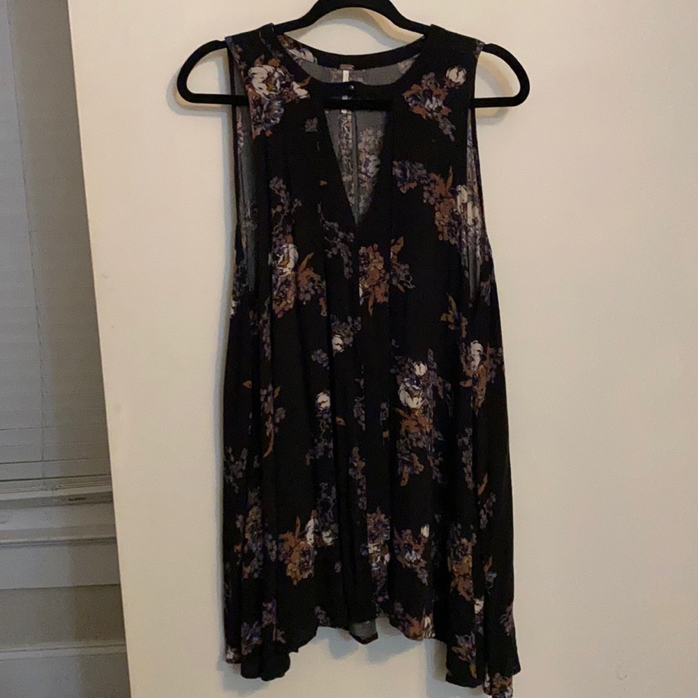 FP black floral tank dress